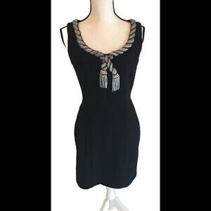 👗⚫️Alex Evenings Size 8 Black Dress Beaded Neckline
